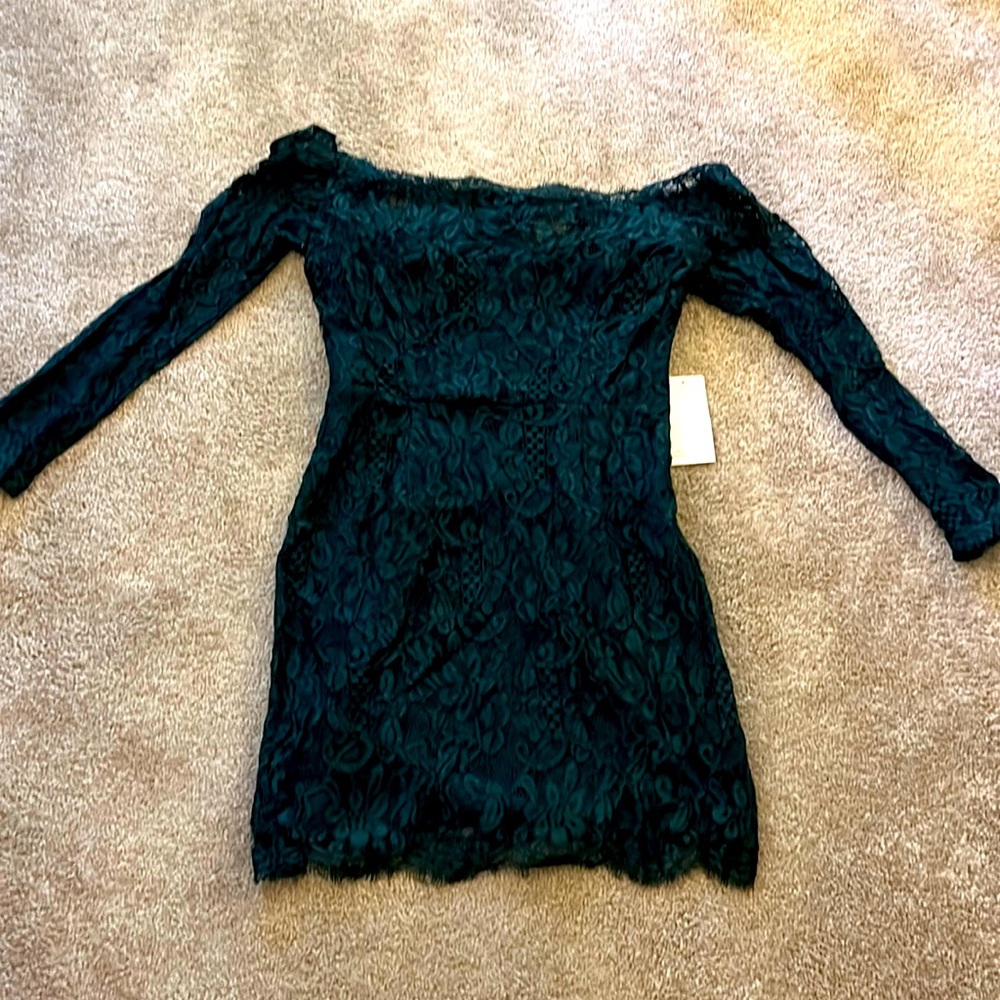 Emerald green lace dress